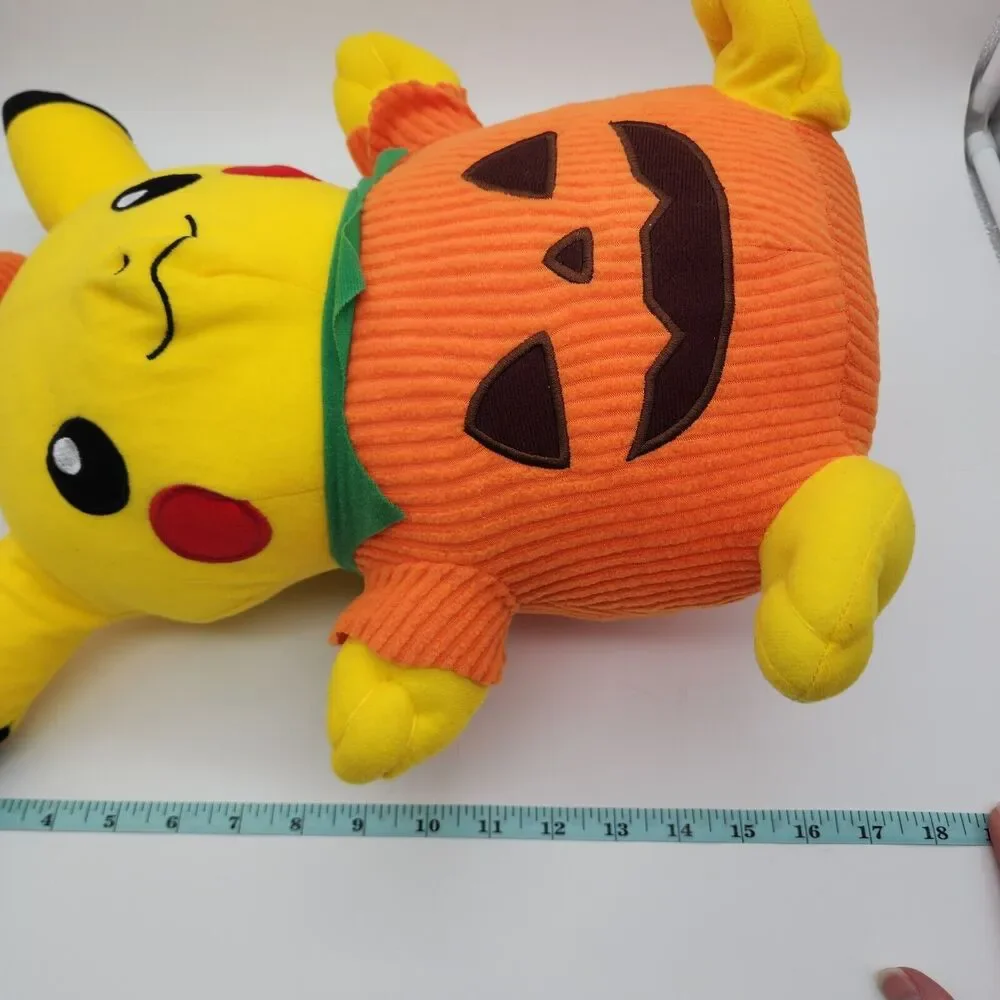 Pikachu Pokemon Halloween Pumpkin Plush 16” Red Cheeks Jack-O-Lantern Toy 2022